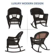 Jeco Set of 2 Wicker Rocker Chairs, Espresso
