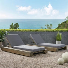 Noble House Broadway Outdoor Acacia Wood Chaise Lounge Set of 2 Gray
