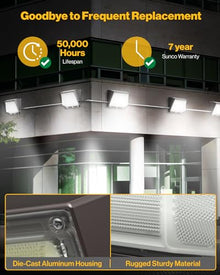 Sunco 6 Pack Wall Packs, Dusk to Dawn, Dual Selectable, 80-120W, Dimmable
