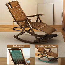 MHJKHG Foldable Recliner, Rocking Chair with Massage Footrest, Elderly Adult Lounge Chair, Adjustable Backrest, Outdoor Rocker Armchair, Bamboo Leisure Chair, Bearing Capacity 3，Natural One Size