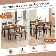 FURUIM2024M Dining Table 5-Piece Dining Table Set Industrial Kitchen Table Chairs for 4 Backrest Metal Frame Apartment Table and Chairs Dining