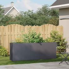 Heofavd 78.7 Inch Large Metal Planter Box, Rectangular Anthracite Raised Garden Bed for Outdoor Terrace, Cold-Rolled Steel Tall Planter with Drainage for Flowers and Herbs, Dark Grey