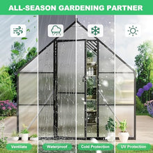 GarveeLife 8'x10' Aluminum-Framed Polycarbonate Greenhouse, Heavy Duty Polycarbonate Greenhouse with Quick Setup Structure and Roof Vent, Large Enhanced Aluminum Green House Kit for Outdoors