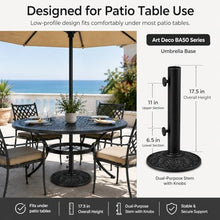 Treasure Garden 50 lb Art Deco Market Umbrella Base – Black Auminum Shell with Cast Iron Core – Fits 1.5 Inch Poles