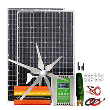 640W Solar Wind Power Kit 12V 24V Off Grid System: 2pcs 120 Watt Monocrystalline Solar Panel,400W Wind Turbine Generator,Hybrid MPPT Charge Controller & 1000W Inverter & Brackets