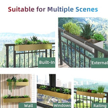 MOFGOE Window Box Planter, Large Window Boxes Planters, Railing Planter with Hook, Metal Balcony Hanging Rail Planters, for Balcony Window Deck Rail,White,150x20x13cm