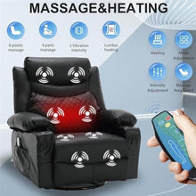 UOPYNE Oversized Swivel Rocker Recliner Chair with Massage and Heat, Heavy Duty 270-Degree Swivel Reclining Sofa for Living Room, Large Single Lounge Seat for Bedroom, Black