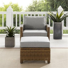 Afuera Living 2-Piece Wicker/Rattan Armchair & Ottoman Gray and Brown