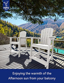 YEFU Tall Adirondack Chair Set of 4 with Connecting Tray, Weather Resistant Patio Stools White