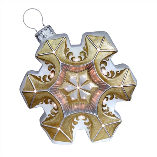 Fraser Hill Farm 36-Inch Prelit Vintage Snowflake Ornament Statue LED Lights 36" Oversized Snowflake