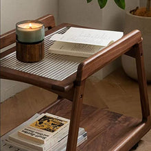 living room table Retro Solid Wood Cart Side Table End Table, Plant Stand with 2 Tier Open Shelf, Coffee Table Sofa Side Table Nightstand Bed Side Table with Wheels Home Décor outdoor side table