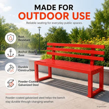 ZGLGKL Outdoor Metal Bench with Back, Weatherproof, Heavy Duty Galvanized Steel Garden Bench for Garden, Patio, Outside, Park (Black,78.7" L)