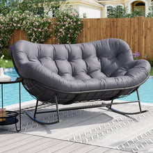 Garvee Outdoor Rocking Chair, Double Papasan Chair with Cushion
