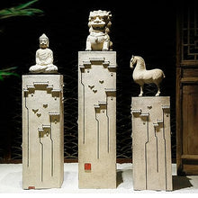 ARCVOX Home Garden Pedestal Stand Lotus Pattern, Synthetic Resin Asian Temple Pillar, Doorway Porch Plant Stand, Traditional Pillar Sculpture Statue (Color : Architecture, Size : Size XL)
