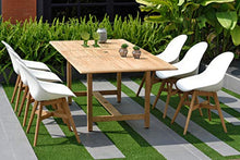 Amazonia Angus Deluxe 7-Piece Rectangular Patio Dining Set Teak Wood White Chairs
