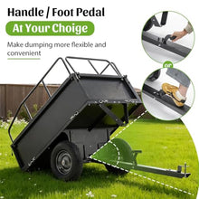 17 Cu. Ft. Heavy-Duty Steel Dump Cart Trailer, 600 lb Tow-Behind Utility Wagon with Dual-Control Dumping, 15" Pneumatic Tires, Reinforced Steel Frame for ATV, UTV, Lawn Tractor & Garden Hauling