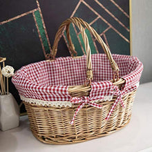 Storage Basket,Picnic Bags Oval Woven with Handles Candy for Outdoor Picnics and Camping Travel