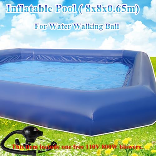 HQHAOTWU Inflatable Family Swimming Pool 8x8x0.65m with Blower Blue