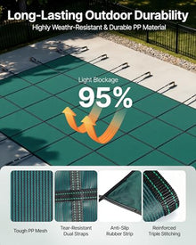 VEVOR Inground Pool Safety Cover, 18 ft x 40 ft Rectangular Winter Pool Cover, Triple Stitched, High Strength Mesh PP Material with Good Rain Permeability, Installation Hardware Included, Green