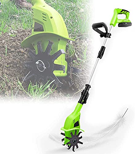 UWYTGF Garden Tiller,Cordless Rotavator, 4000Mah Electric Garden Tiller Rotavators 97-127Cm Adjustable Handle Tiller Hoe Soil Miller Tools Portable Cultivator for The Garden Vegetable