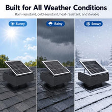 AMZSTAN 14" Solar Attic Exhaust Fan 60W Monocrystalline Roof Vent, 2500m³/h High Airflow Solar Powered Ventilator with Remote, 3-Speed & Auto Temp Control for Attic Barn Greenhouse