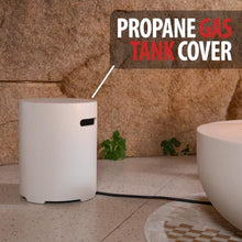 AMS 44" Round Concrete Propane Gas Fire Pit Table Bowl Bundle (Cream White)