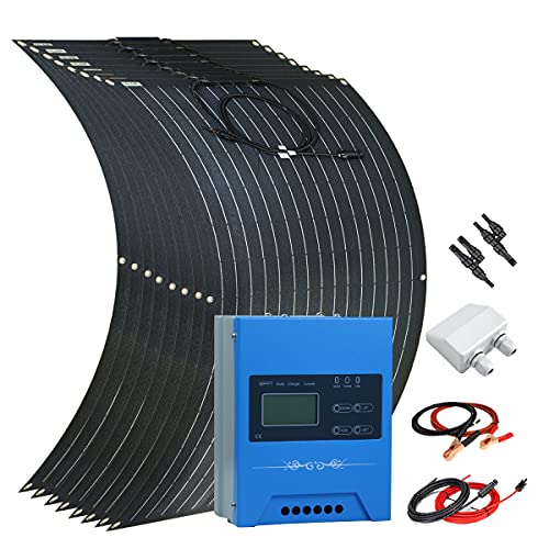 Giosolar 800 Watts 24V/48V Volts 8PCS 100 watts etfe Flexible Solar Panel Kit for Camping with 30A MPPT Charge Controller/Connectors/Solar Cables/Battery Cables/Cable Entry housing