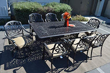 PatioLand Elizabeth Outdoor Patio 9pc Dining Set 44" x 84" with Premium Fabric Cushions