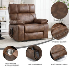 Power Lift Recliner Chair Dual Motor Remote Control Infinite Position Lay Flat Massage Heat Assisted Standing Plush Pillow Arms Side Pockets Cup Holders Relaxation Seat (Brown,Faux Leather)