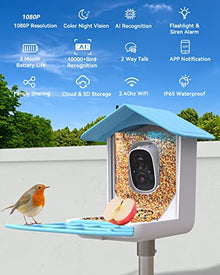 CPVAN Smart Bird Feeder with Camera, Bird Watching Camera Auto Capture Bird Videos & Motion Detection, Bird House Camera (Blue)