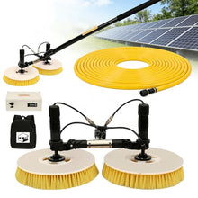 Solar Panel Cleaning Equipment, Battery Powered Solar Panel Brush, Water Fed Cleaning Kit with Aluminum Telescopic Pole, Dual Head Cleaner for Heavy Dirt, Bird Waste & Large Installations 7.5m/24ft