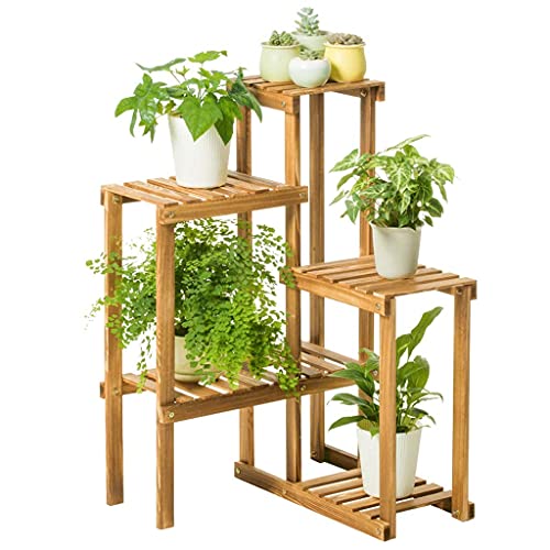 ZOCWJK Plant Stands,Wood Flower Stand,Balcony Multi Layer Floor Flower Pot Stand,Wooden Living Room Indoor Succulentsnishings/Wood Color,