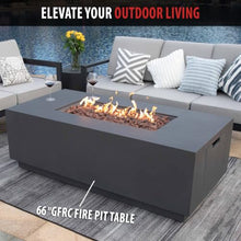 AMS 66" Rectangular Propane Gas Fire Pit Table for Outdoor Patio, Dark Gray