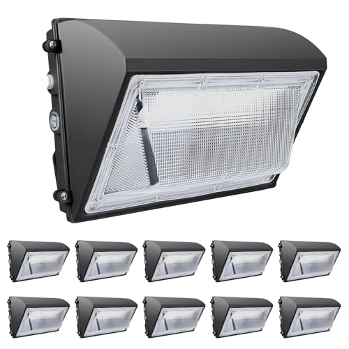 WYZM LED Wall Pack with Dusk-to-Dawn Photocell, 5000K Daylight,15600LM, Replacement for 500-600W HPS MH Bulb, 120-277V, IP65 Waterproof Outdoor Commercial LED Security Light 10Pack
