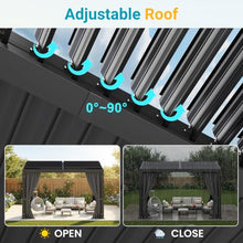 10' x 12' Pergola with Curtain & Adjustable Roof & Aluminum Frame for Patio
