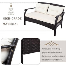 4-Piece Set Of Rattan Sofa With Cushioned Seat , Outdoor Terrace Garden