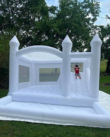 POYOUNGHU White Bounce House with Slide & Ball Pit 15FTx13FT Inflatable for Kids Party