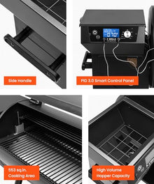 Z GRILLS ZPG-550B2 Wood Pellet Grill & Smoker with PID 3.0 Controller, 553 sq in Cooking Area, Meat Probe, Hopper Cleanout, 8 in 1 BBQ Grill Outdoor Auto Temperature Control, Black