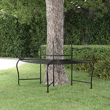 KGFHERENB 59.1" Circular Tree Bench Outdoor Metal Garden Seat, Heavy Duty Steel Round Bench for Patio Yard Lawn, 4-Person Capacity Tree Surround Seating, Matte Black Finish