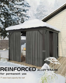 GAOMON Hardtop Gazebo 12'x12' with Double Metal Roof and Aluminum Frame Gray