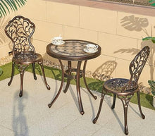 XAWSOP Garden Bench 3 Piece Cast Aluminum Patio Furniture Bistro Set Indoor Outdoor Garden Patio Balcony Dining Furniture Set Table and 2 Chairs Set,