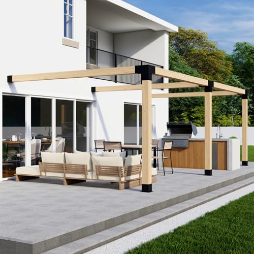 DIY Attached Pergola Bracket Kit - 6x6 Posts - Build Up to 24' x 12' - Steel Hardware Only