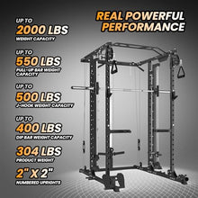 GarveeLife Power Cage SmithBar 2000 LBS Rack with Cable System Black
