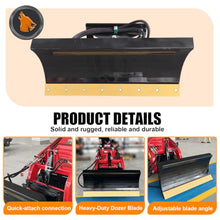 Mini Skid Steer Loader Attachments Hydraulic Dozer Blade, 43" Wide Snow Plow Blade, Max Tilt Angle of 30 °, Loader Accessory for Handling Snow, Accumulated Soil and Debris