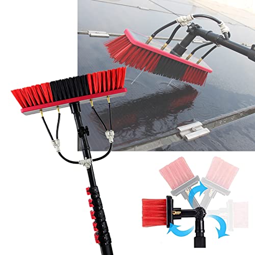 TOOJUN Solar Panel Cleaning Brush and Adjustable Pole, Water Fed Pole Window Cleaning Kit Car Cleaning Equipment with Rotating Brush Head,3.6m/12ft