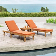 Noble House Nadine Outdoor Wood 3-Pc Chaise Lounge Set Orange