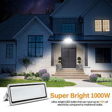 Missbee 1000W LED Flood Light, 110000lm Outdoor Landscape Flood Light, Security Light, 2800-3000K, Work for Garage, Garden, Lawn,Yard and Playground (Cold White)