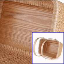 ZYBB Outdoor Rattan Picnic Basket Easter Basket with Handles Solid Wood Handwoven Grocery Basket 33X23x17cm