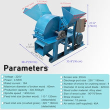 HQHAOTWU Wood Chipper Branch Crusher Sawdust Mulcher Double Hoppers Heavy Duty Chipper Shredder for Wood Branch Leaves Halm Straw 220V Single-Phase