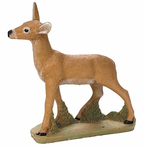 SOLID ROCK STONE WORKS Medium Standing Doe Concrete Statue 32" Tall Life Like Color